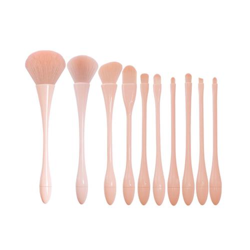 Lot De 10 Pinceaux De Maquillage Avec Manche Brillant Et Tête De Brosse Lisse En Fibre Artificielle Pour Le Visage 