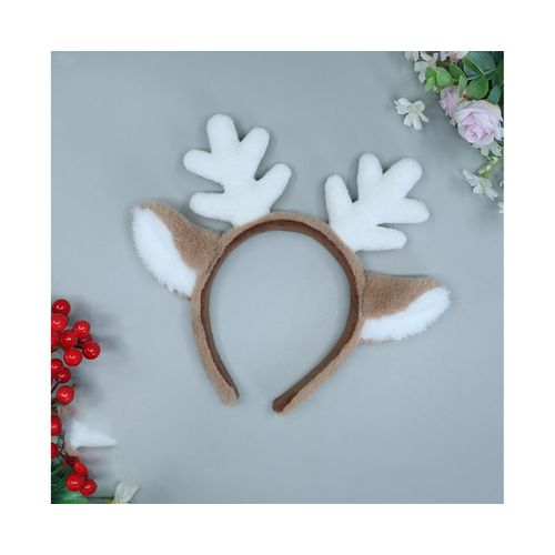 Bandeau De Noël Élastique Antidérapant Lisse Accrocheur Confortable Pour Enfants Avec Oreilles De Cerf - Blanc