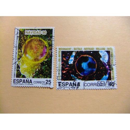 31 Espagne 1990 / Noël - Poème Cosmique / Edifil 3084 / 3085 Fu Yvert 2696 / 2697 Fu