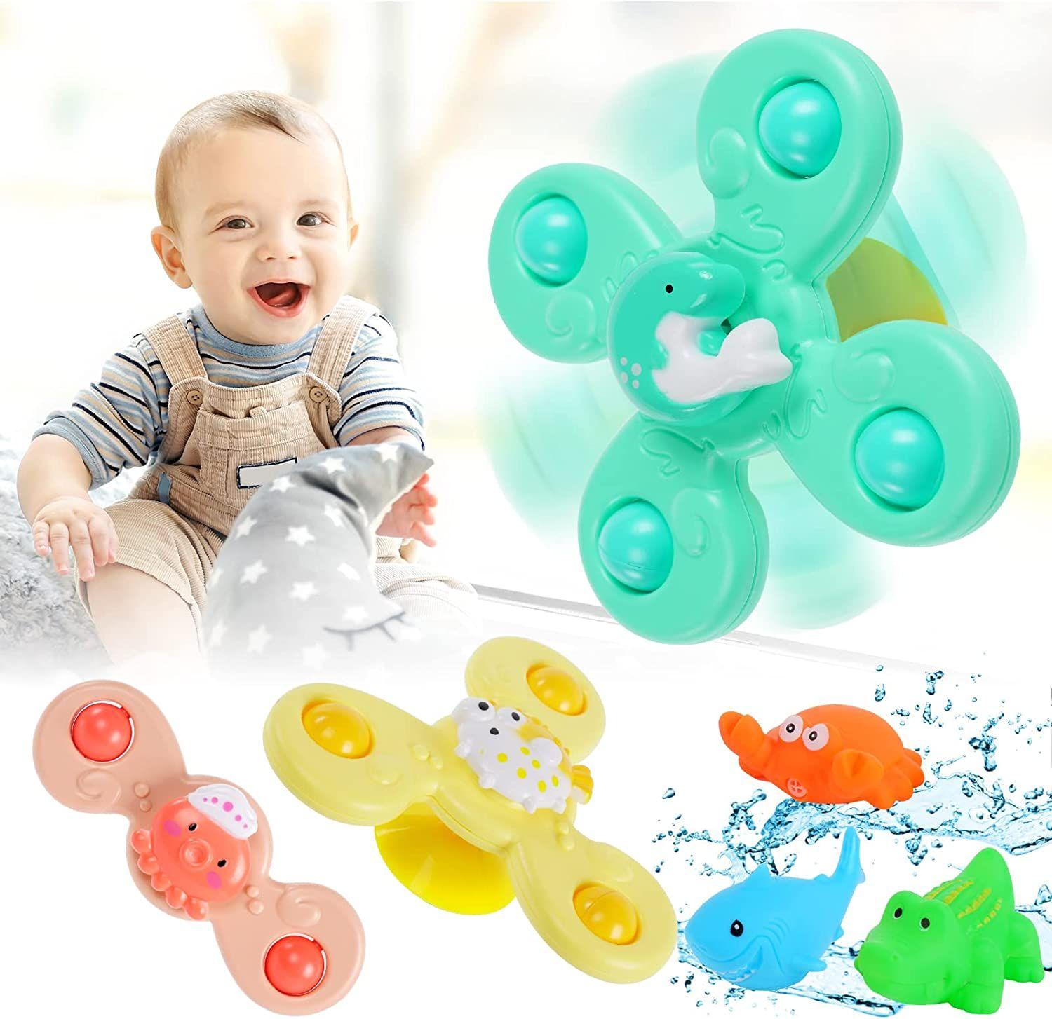 3pcs Jouet Bebe Bain de Ventouse Spinner pour Bebe 6 Mois, Toupie