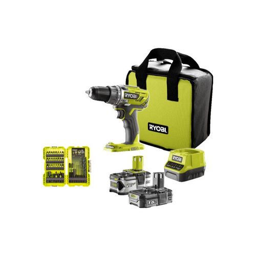 Pack RYOBI Perceuse-visseuse R18DD3-2415BS 18V One+ - 2 batteries 4,0 Ah - 1,5Ah - Chargeur - 38 accessoires perçage-vissage-boulonnage RAK38DSDI2