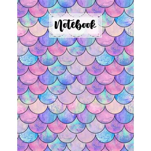Notebook: Composition Notebook Mermaid Glitter Scales- College Ruled 120 Pages - Large 8.5" X 11" By Britta Behrens