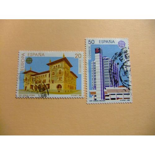 31 Espagne 1990 / Europe « Bâtiments Posteuax » / Edifil 3058 / 3059 Fu Yvert 2672 / 2673 Fu