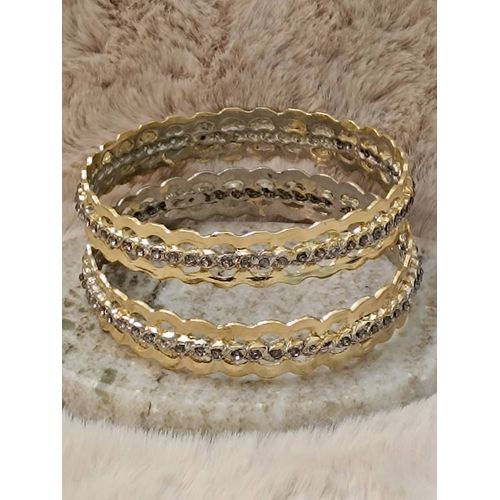 Paire De Bracelets (Mssayes) 2 Tons Doré Et Argenté