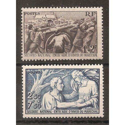 497 - 498 (1941) Secours National Entr'aide D'hiver Gommes En Second Choix N* (Cote 7,65e) (7768)
