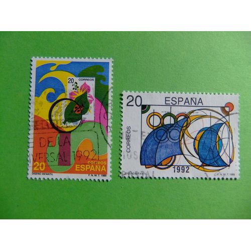 31 Espagne 1989 / Design Pour Enfants / Edifil 2986 / 2987 Fu Yvert 2602 / 2603 Fu