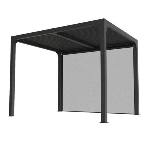 Pergola Bioclimatique Autoportante Aluminium Gris - 2,40 X3 M - Rideau 7,20m2 + Montage Habrita