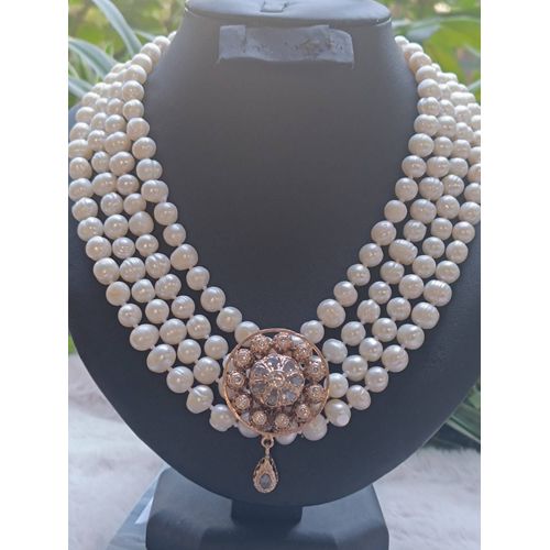 Collier De Perles Naturelles Et Broche Vermeil