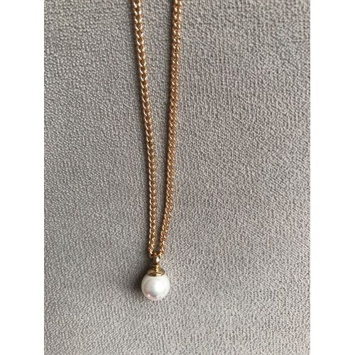 Pendentif Plaqué Or Perle De Culture Tendance Grise 9mm