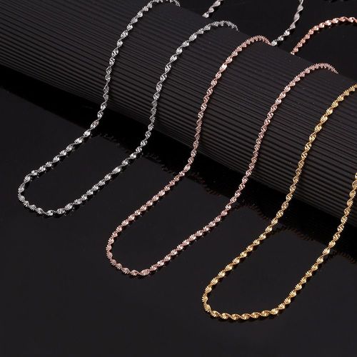 Colliers En Or Et Argent Rose, Vente En Gros, Chaîne, Bijoux À La Mode, Chaîne Ondulée