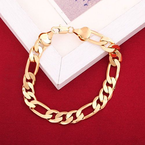 Bracelet En Laiton Rempli Pour Hommes Et Femmes, Couleur Or Jaune, Lien Cuba
