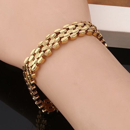 Bracelet En Laiton Couleur Or Pour Femmes Et Hommes, Bijoux À Maillons