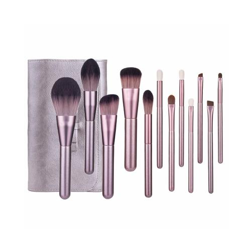 Lot De 12 Pinceaux De Maquillage De Haute Qualite Pour Fond De Teint, Poudre Pour Le Visage, Fard A Joues, Ombre A Paupieres, Avec Sac En Cuir 