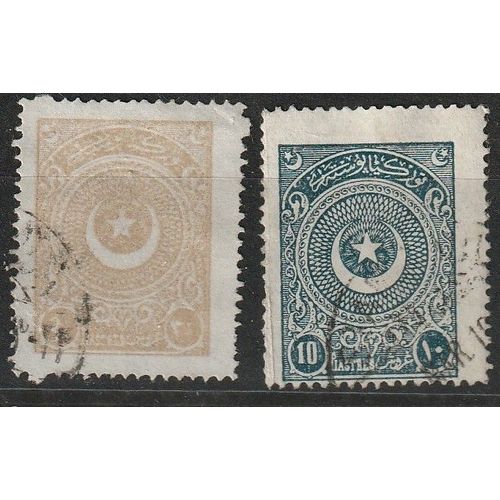 Lot De Deux Timbres Oblitérés Turquie, Étoile Et Croissant De Lune 1923 N° 674 Et 678