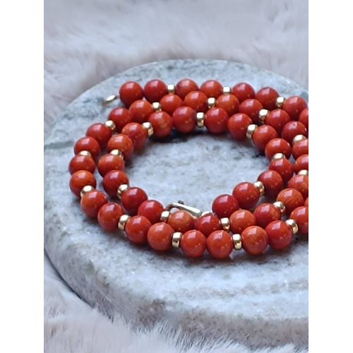 Collier Corail Véritable Et Or 14 K
