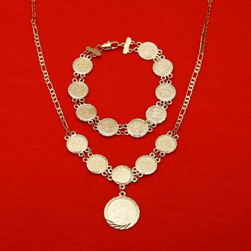 Ensemble De Colliers Et Bracelets En Or 24k, Pièces De Monnaie Islamiques, Arabes Et Musulmans