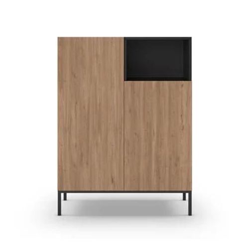 Drawer - Austin - Buffet 2 Portes En Bois Et Métal L90cm - Marron