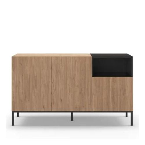 Drawer - Austin - Buffet 3 Portes En Bois Et Métal L140cm - Marron