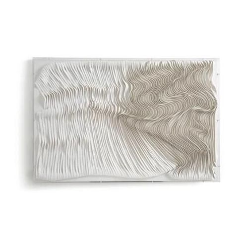 AM.PM - Art mural en lani?res de cuir blanc, Ondor - Blanc