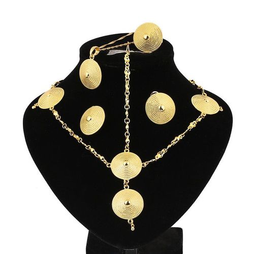 Parure De Bijoux Éthiopiens Pour Filles Africaines Érythréennes, Couleur Or 24 Carats