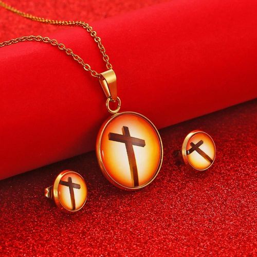 Collier Avec Croix De Jésus Chrétien Pour Homme, Pendentif En Acier Inoxydable Doré, Croix De Prière, Bijoux