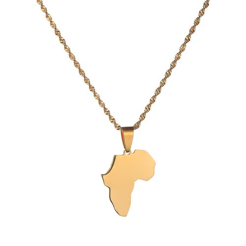 Colliers Avec Pendentif Carte De L'afrique De Style Hip Hop Pour Hommes Et Femmes, Bijoux Couleur Or Rose, Cadeaux