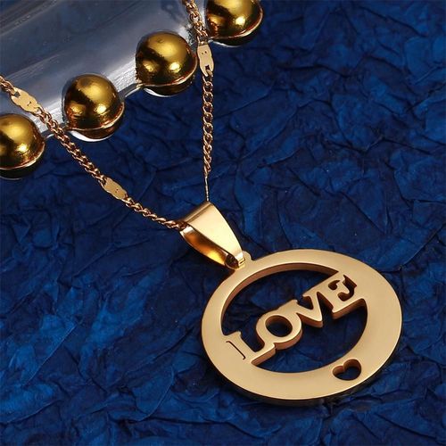 Collier Avec Pendentif Rond En Acier Inoxydable Pour Bébé, Couleur Or, Pendentif En Forme De C¿Ur, Chaîne Tendance, Bijoux, Cadeau