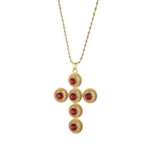 Collier Ethnique Éthiopien Avec Pendentif En Pierre Rouge, Grande Croix Rouge, Pour Femmes Africaines