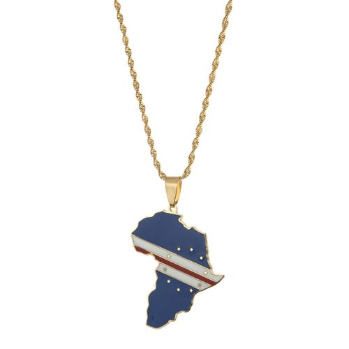 Collier Avec Pendentif Carte Du Cap Vert, Bijou Original Africain En Acier Inoxydable