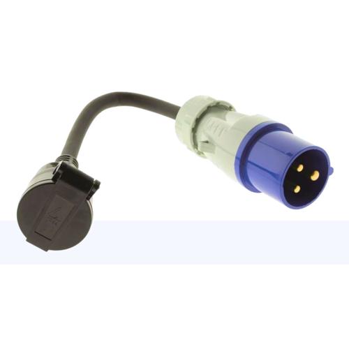 Adaptateur caravane mâle 2P+T vers femelle CEE 17 - Protec