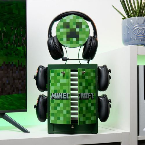 Numskull - Minecraft - Meuble De Rangement De Jeux Inspiré Du Creeper Pour 4 Manettes - 10 Jeux - 1 Casque