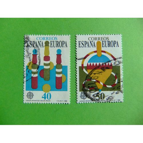 31 Espagne 1989 / Europe Cept - Jeux D'enfants / Edifil 3008 / 3009 Fu Yvert 2620 / 2621 Fu