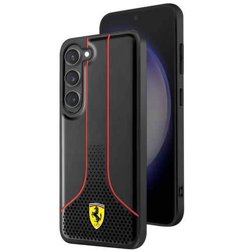 Coque Pour Samsung Galaxy S23 Plus Cuir Vegan Compatible Qi Ferrari Noir