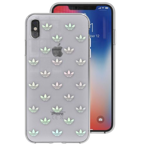 Coque Silicone Pour Iphone Xs Max Imprimé Trèfle Irisé Bords Surélevés Adidas Transparent