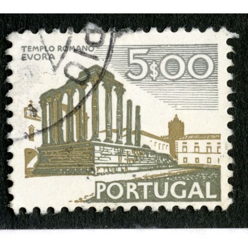 Timbre Oblitéré Portugal, Templo Romano Evora, 5s00