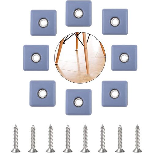 Lot De 8 Patins De Protection Carrés Pour Pieds De Meubles Avec Vis De 40 Mm Pour Table, Chaise, Canapé, Armoire