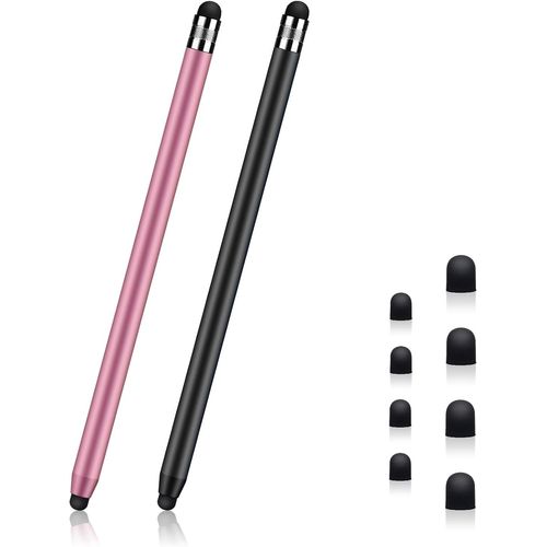 Stylo Pour Tablette 2 Packs Stylo Pour Écran Tactile 2 En 1 Stylet En Caoutchouc Pour Tablettes, Ipad Mini, Ipad Pro, Ipad Air, Smartphones, Samsung Galaxy