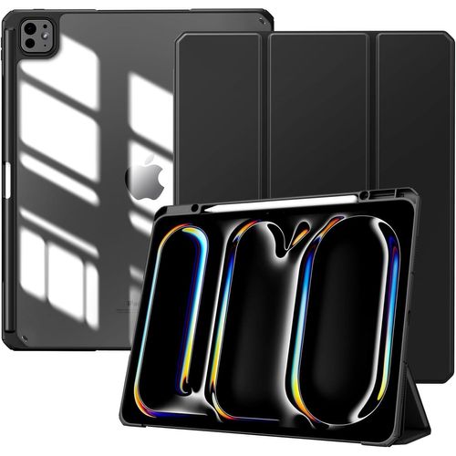 Coque Pour Ipad Pro 13 Pouces (M4) 2024 Avec Porte-Stylet, Étui Fine Mise En Sommeil/Réveil Auto, Housse Arrière Transparente Avec Support Pour Ipad Pro 13 Pouces - Noir