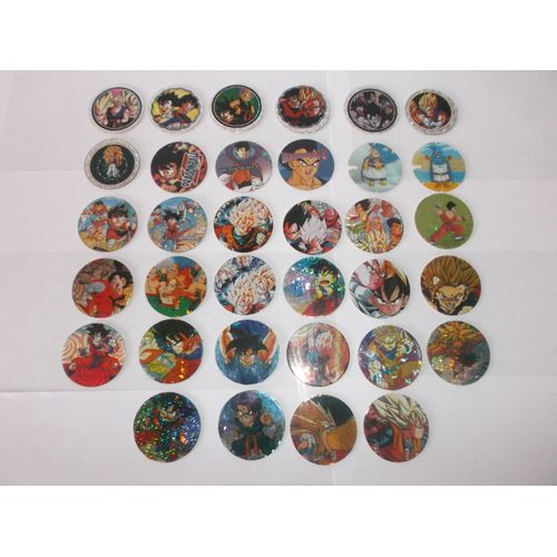 Lot De 34 Pogs « Dragon Ball Z » (Avec 3 Pogs Dragon Ball) - Quasiment Tous Brillants - Vintage