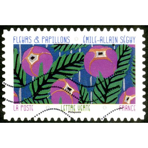 Timbre Oblitéré France, Fleurs & Papillons, Émile-Allain Séguy, La Poste, Lettre Verte