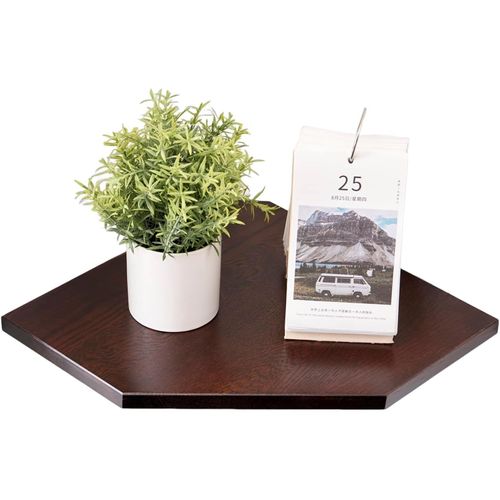 Étagère D'angle En Bois De Chêne - Petite Étagère Murale En Bois De Noyer - Pour Chambre À Coucher, Salon - Avec Trou Métallique