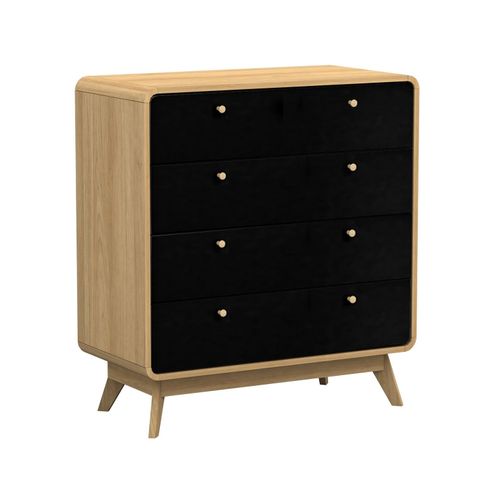 Commode Avec 4 Tiroirs En Effet Chêne Noir