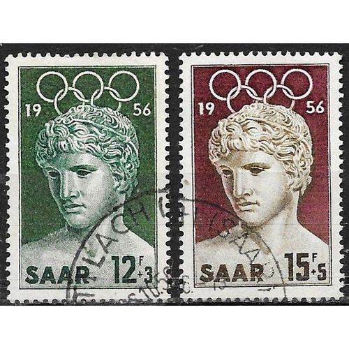 Allemagne 1956, Land De Sarre Sous Adm. Française, Beaux Timbres Yvert 353 354, Jeux Olympiques, "Le Vainqueur De Bénévent", Musée Du Louvre, Paris.