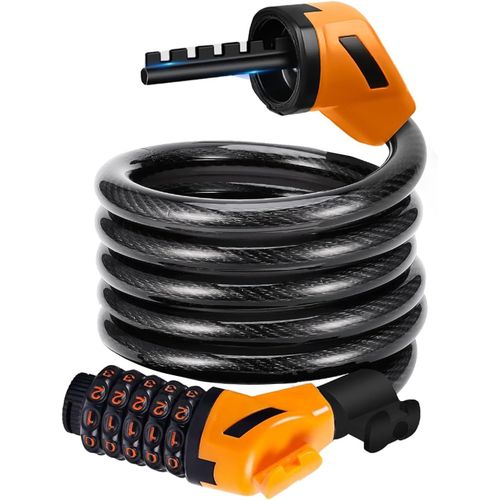 Antivol Velo Avec Code 5 Chiffres Cadenas Velo Antivol 120cm/12mm Niveau De Sécurité Élevé Serrure De Câble De Vélo Antivol Pour Trottinette, Tricycle, Moto, Bike Lock