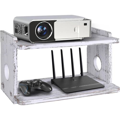Étagère flottante en bois pour projecteur, routeur, support mural, support TV, routeur WiFi, boîte de rangement, boîtier de câble, cache cache étagère TV pour Xbox, lecteurs DVD, consoles de