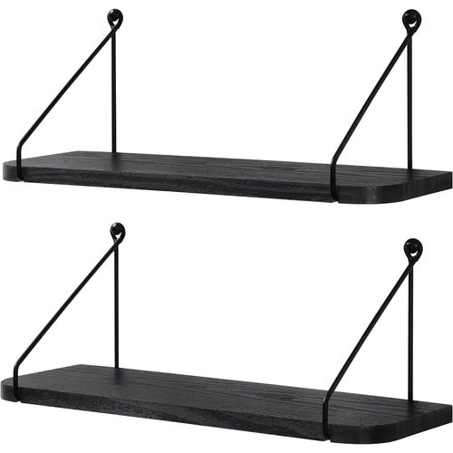 Etagère Murale Noire Étagères Murales Flottantes En Bois Étagère Murale Rangées Étagère Murale Dans La Chambre 42 Cm Capacité De Charge 18 Kg