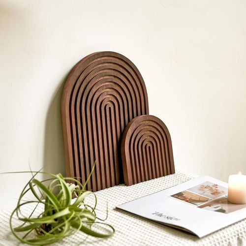 Planche En Bois Décorative Arc-En-Ciel Boho, Décoratif En Bois Pour Étagère Murale, Étagère Photo, Décoration De Table, Commode, Pièce, Pour Le Salon, Chambre À Coucher, Bureau Ou Cuisine, Lot De 2