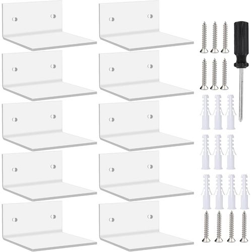 Lot De 10 Petites Étagères Murales Adhésives En Acrylique Transparent Pour Chambre À Coucher, Salon, Salle D'étude - Gain De Place