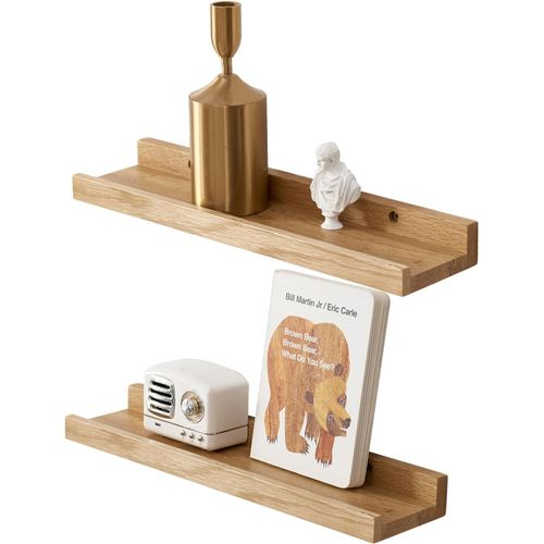 Lot De 2 Étagères Murales Flottantes En Chêne Massif, Design Rustique Avec Rebord, Pour Radiateur Et Affichage Mural, Pour Salon, Cuisine, Chambre, 30 Cm