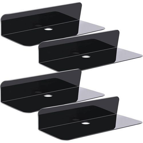 Lot De 4 Petites Étagères Murales Flottantes En Acrylique Pour Salle De Bain, Cuisine, Chambre À Coucher, Salle De Jeux, Noir